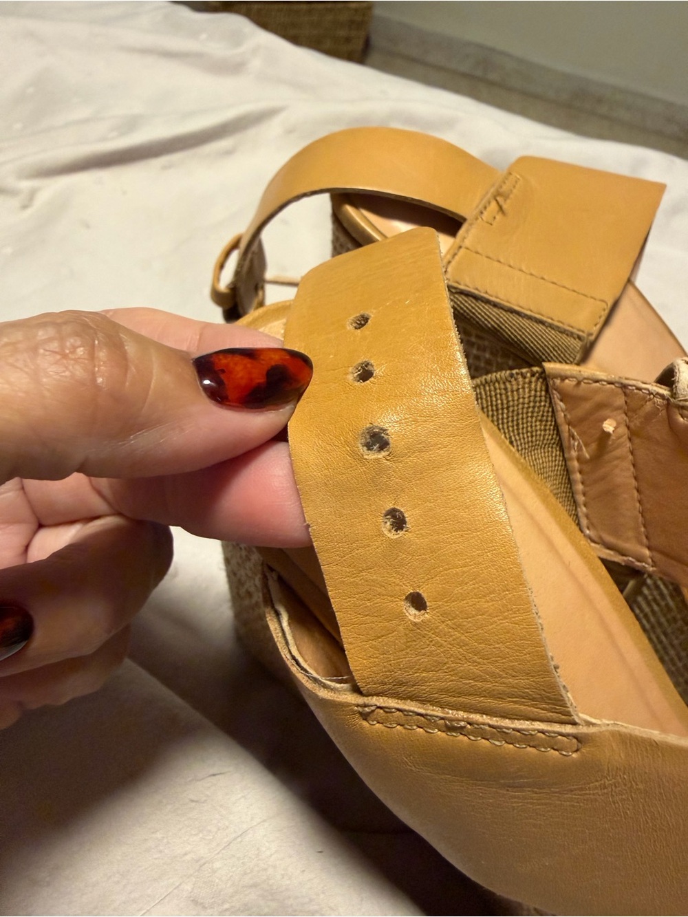 Women’s Tan Leather Wedge Sandals - Comfortable Casual Style